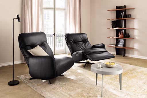 Loungesessel Lovere - Leder, Schwarz, Armlehne links