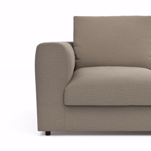 Ecksofa Stormy - 2,5-Sitzer mit Longchair rechts, Stoff, Graubeige