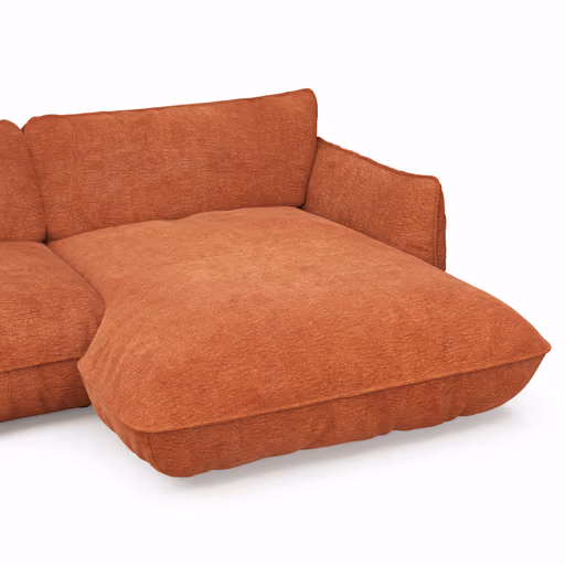 Ecksofa Fluffy - 2,5-Sitzer mit Longchair rechts inkl. Rückenlehne verstellbar, Stoff, Kupfer