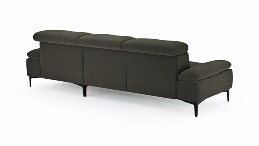 Ecksofa Felipa - 2,5-Sitzer mit Longchair rechts inkl. Kopfteil verstellbar, Stoff, Dunkelgrün