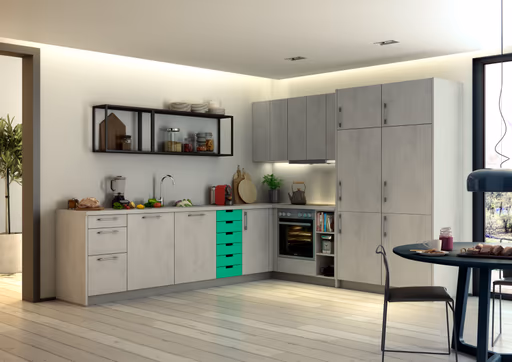 L-Küche 51.180 18 500, Beton quarzgrau Nachbildung