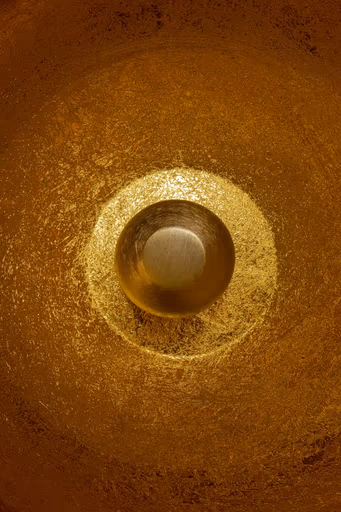 Bodenleuchte- DH ca. 50x50 cm, Stahl, Messing beschichtet, Gold