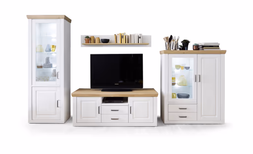 Wohnwand - mit Beleuchtung, Pinie Nachbildung