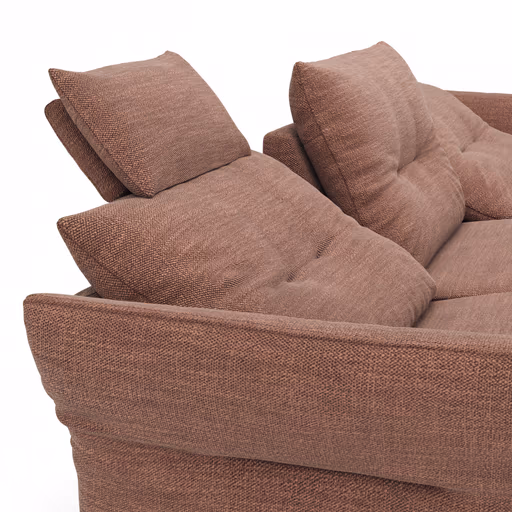 Ecksofa Bahia - 2,5-Sitzer mit Longchair rechts inkl. Kopfteil/ Armlehne verstellbar und Relaxfunktion/ Longchair (motorisch), Stoff, Kupfer