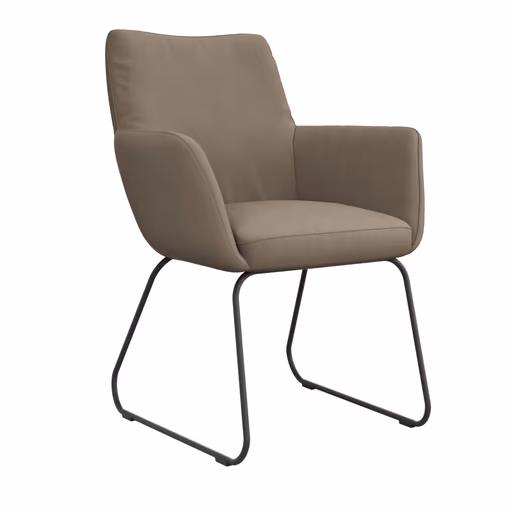 Armlehnstuhl Nashville - Leder, Taupe