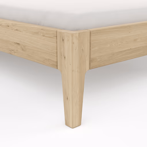 Bettgestell 1660 - Liegefläche ca. 180x200 cm, Wildeiche massiv, bianco geölt