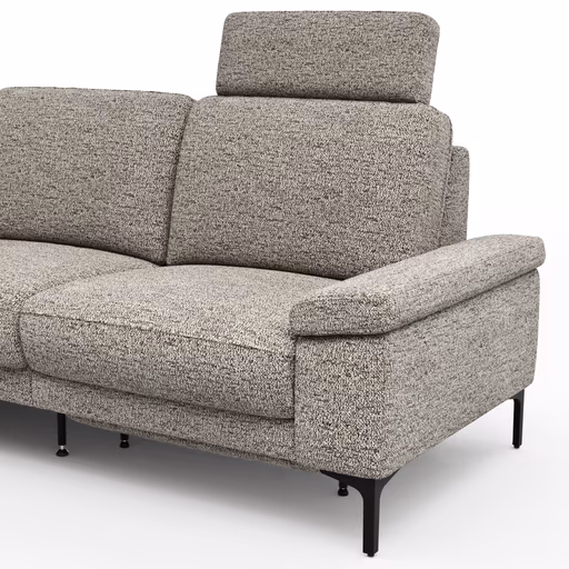 Ecksofa Matero - Ecke mit 2-Sitzer rechts inkl. Relaxfunktion motorisch und Sitzvorzug, Stoff, Graubeige