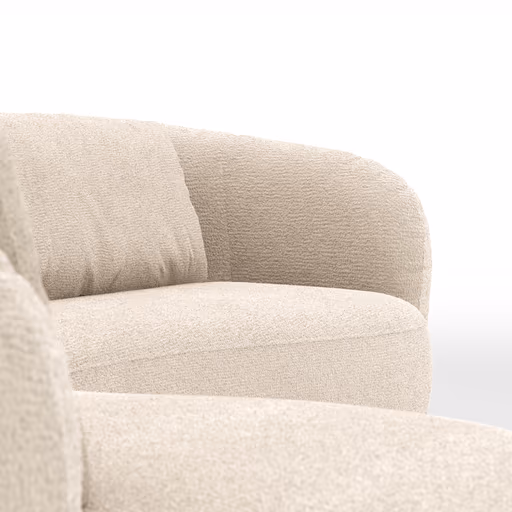 Ecksofa Karasu - Ottomane links mit 3-Sitzer rechts, Stoff, Natur