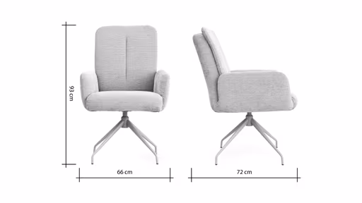 Armlehnstuhl Evania - Dreh und Relax-Funktion, hoher Rücken, Stoff, Ecru