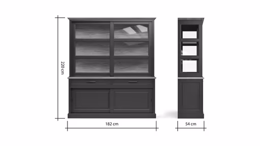 Buffetschrank Louisiana - mit Schiebetüren, teilmassiv, Schwarzgrau
