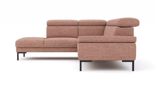 Ecksofa Hudson - Ecke links mit 2,5-Sitzer inkl. Kopfteil verstellbar, Stoff, Kupfer