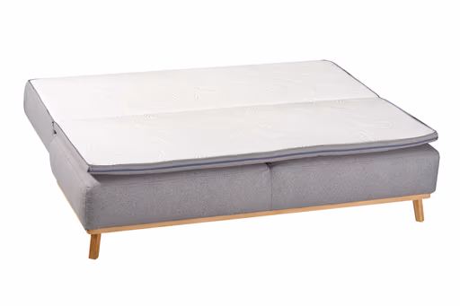 Querschläfer - Schlaffunktion mit Bettkasten, Stoff, Eisblau