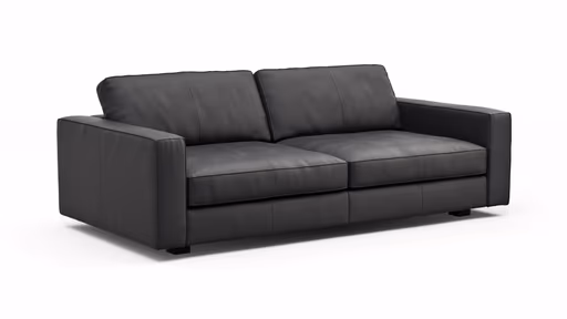 Sofa Aprino 2 - 3,5-Sitzer L, Dickleder, Schwarz, Armlehne Block schmal
