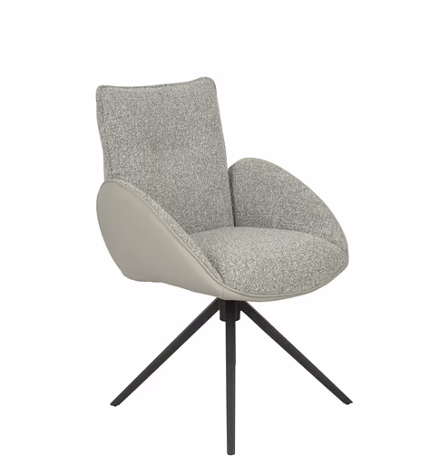 Armlehnstuhl MAURA - drehbar, Stoff, Silberfarben, Latte Macchiato
