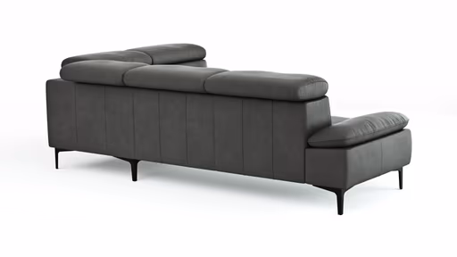 Ecksofa Felipa - 2,5-Sitzer mit Ecke rechts inkl. Kopfteil verstellbar, Leder, Grau