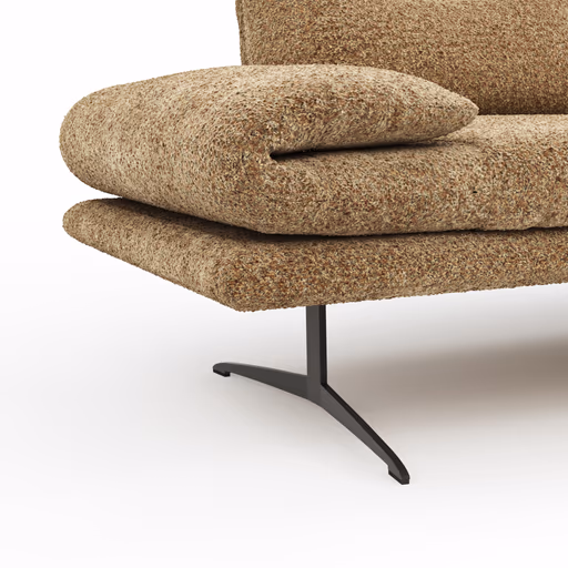 Ecksofa Lucero 2.0 - 2-Sitzer mit Longchair rechts inkl. Rückenlehne verstellbar, Stoff, Cognac