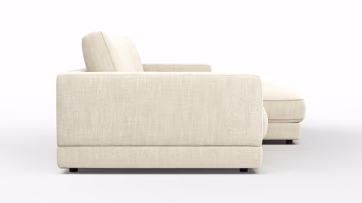 Ecksofa Juni - 1,5-Sitzer mit Longchair rechts, Stoff, Natur
