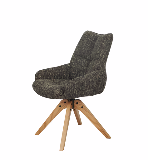 Armlehnstuhl MATTEA - drehbar, Stoff, Dunkelbraun