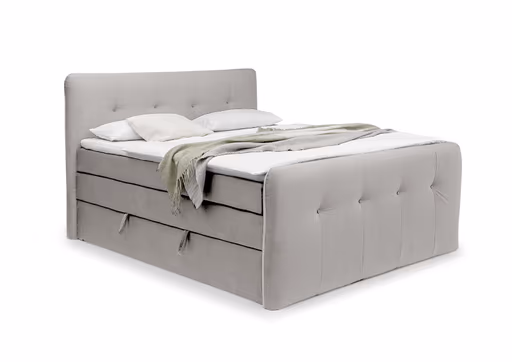 Boxspringbett HOLLIE- Liegefläche ca. 180x200 cm, Stoff, Beige