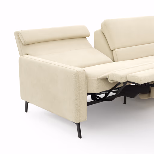 Ecksofa Valera - 3-Sitzer mit Ecke rechts inkl. Rückenlehne verstellbar und Relaxfunktion motorisch, Stoff, Natur