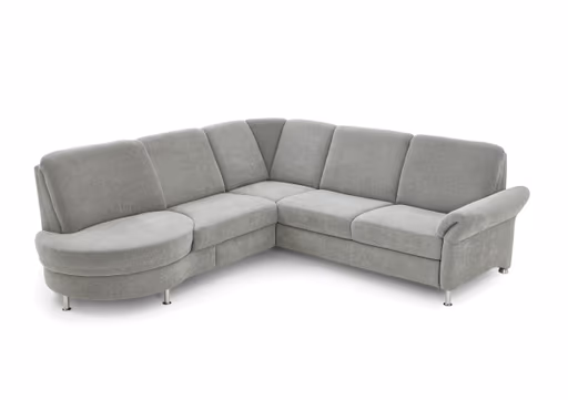 Ecksofa - Ecke links und 2,5-Sitzer, Drehsitz, Stoff, Silbergrau