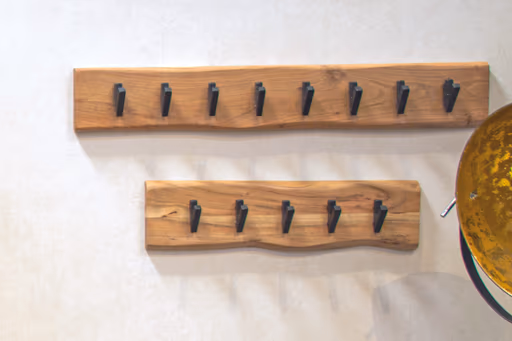 Wandgarderobe - B ca. 90 cm, Akazie, Schwarz