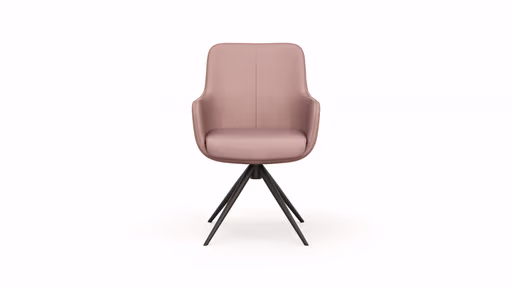 Armlehnstuhl Mis - Leder, Mauve, Gestell, Schwarz