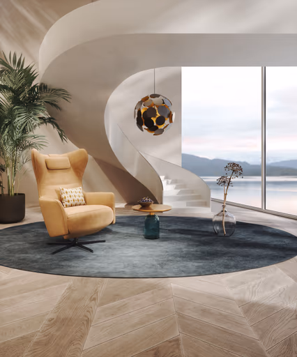 Relaxsessel Clemens - Größe M, inkl. Relaxfunktion (motorisch), Kopfstütze, Stoff,  Gold