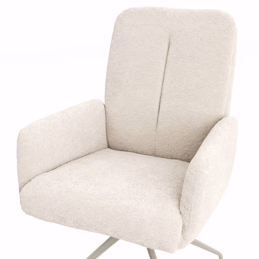Armlehnstuhl Evania - Dreh und Relax-Funktion, hoher Rücken, Stoff, Creme