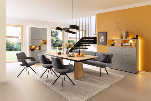 Armlehnstuhl - Stoff grau