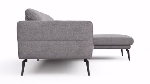 Ecksofa Estrela - 2,5-Sitzer mit Longchair rechts inkl. Rücken-/Armlehnenverstellung, Stoff, Grau