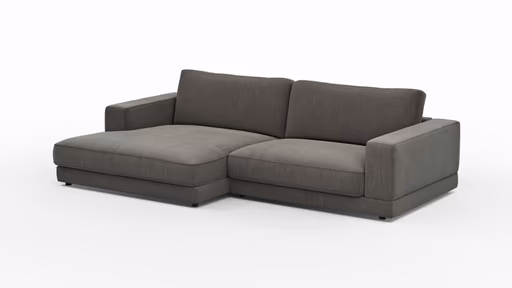 Ecksofa Juni - Longchair links mit 1,5-Sitzer, Stoff, Schwarz