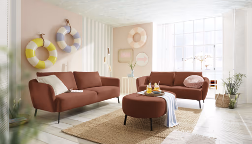 Hocker CARLLOTA - LB. ca. 125x73 cm, Stoff, Rost