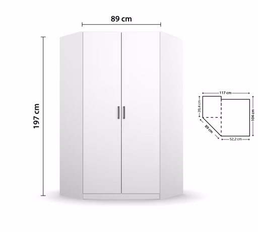 Eckschrank RHONDA- B ca. 117 cm, Weiß