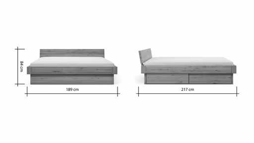 Bettgestell 1660 - Liegefläche ca. 180x200 cm, Wildeiche massiv, geölt