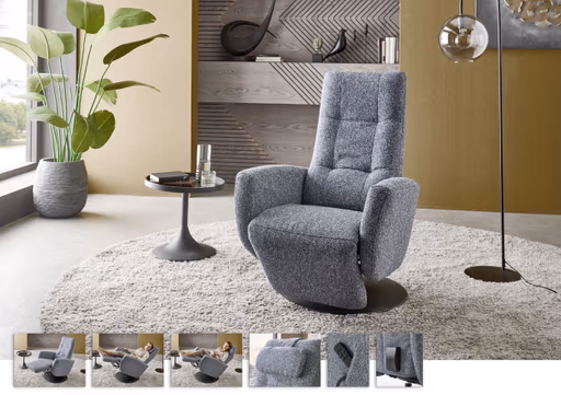 TV-Sessel - Größe S, Relaxfunktion, Kopfteil verstellbar, Stoff, Marine