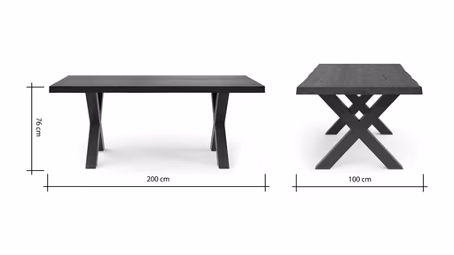 Esstisch Clifton - LB ca. 200x100 cm, Zerreiche massiv, Smoke