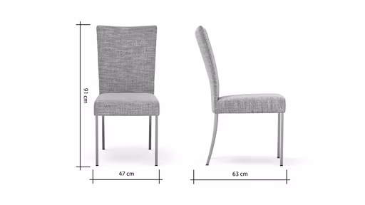 Stuhl Penthouse - Stoff, Silbergrau, 4 Fuß, Edelstahl