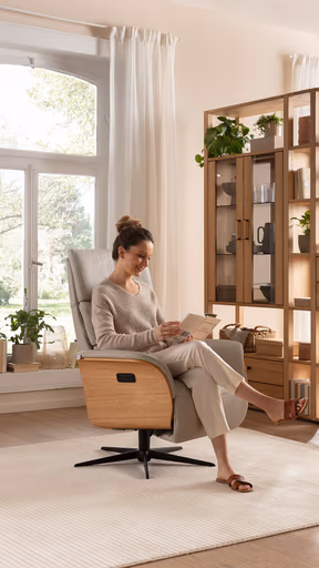 Relaxsessel Amila - Größe L, inkl. 4-motorischer Relaxfunktion und Aufstehhilfe, Leder, Silbergrau