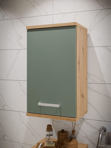 Hängeschrank- B ca. 40 cm, Eiche Dekor, Graugrün