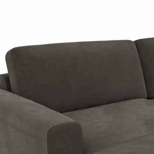 Wohnlandschaft Oviedo - Longchair links mit 2-Sitzer und Ecke rechts, Stoff, Braungrün