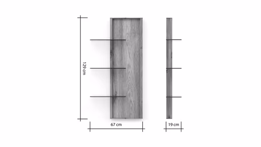 Wandregal Saratoga - rechtsseitig, Wildeiche massiv, natur geölt