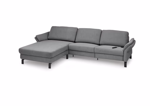 Ecksofa CALM PREMIUM 2.0 - Longchair links mit 3-Sitzer, Relaxfunktion motorisch, Armlehne verstellbar, Stoff, Anthrazit