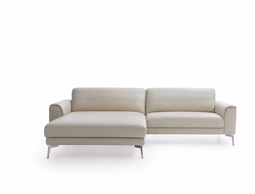 Ecksofa Enna - Longchair Links mit 1,5-Sitzer inklusive Relaxfunktion (motorisch), Leder, Ecru
