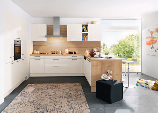 U-Küche 51.160 1 525, Muschleweiß Hochglanz