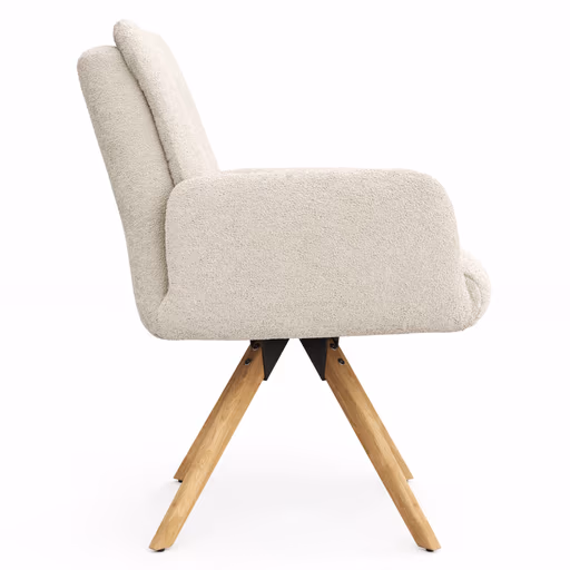 Armlehnstuhl Evania - Dreh und Relax-Funktion, niedriger Rücken, Stoff, Creme