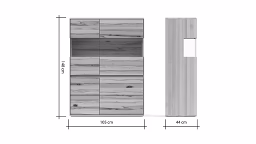Highboard Hillsboro - Buche/Kernbuche natur, geölt