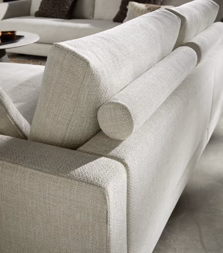 Ecksofa Cuneo Select - Ecke links, 2-Sitzer, Longchair rechts, Stoff, Offwhite