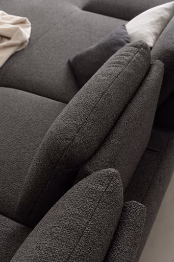 Ecksofa Collina - Longchair links, 2,5-Sitzer inkl. Sitztiefen- u. Armlehehnenverstellung, Stoff, Dunkelgrau