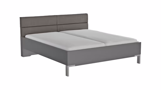 Bett Viana - Liegefläche ca. 180x200 cm, Holzwerkstoff Dunkelgrau, Kunstleder Anthrazit